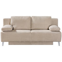SCHLAFSOFA  mit Fußauswahl, Stoffauswahl Cord Creme  - Chromfarben/Creme, Design, Textil/Metall (197/92/88cm)
