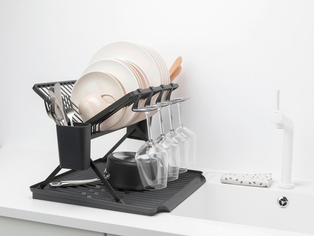 EDÉNYSZÁRÍTÓ TÁLCA - sötétszürke, Basics, műanyag/fém (2.136kg) - Brabantia