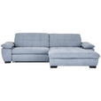 ECKSOFA  in Webstoff Blaugrau Rücken echt, Kopfteilverstellung  265/180 cm  - Blaugrau/Schwarz, Design, Textil/Metall (265/180cm) - Carryhome