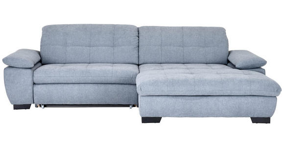 ECKSOFA  in Webstoff Blaugrau Rücken echt, Kopfteilverstellung  265/180 cm  - Blaugrau/Schwarz, Design, Textil/Metall (265/180cm) - Carryhome