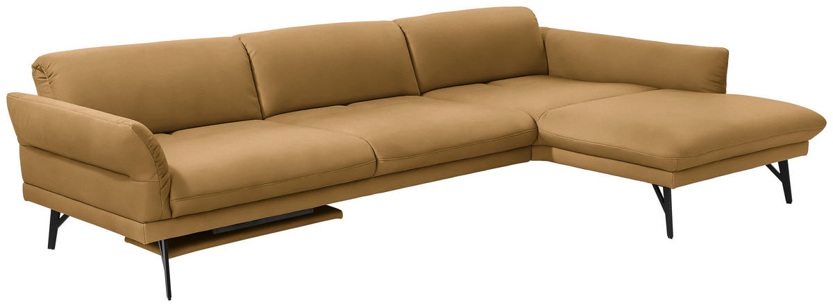 ECKSOFA in Echtleder Currygelb  308/173 cm  - Currygelb/Anthrazit, Design, Leder/Metall (308/173cm) - Joop!