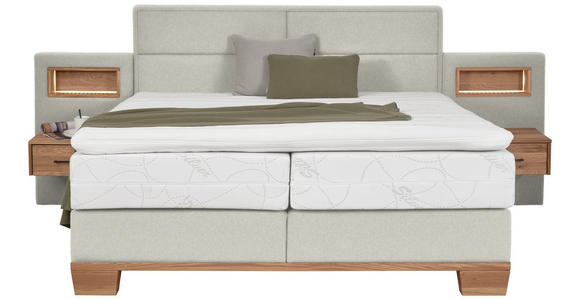 BOXSPRINGBETT 200/200 cm in Naturfarben, Eichefarben - Eichefarben/Naturfarben, Natur, Holz/Textil (200/200cm) - Valnatura