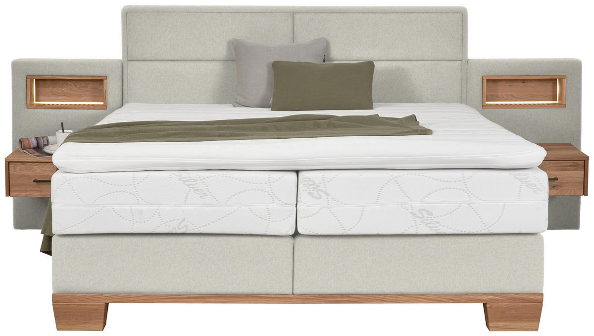 BOXSPRINGBETT 180/200 cm  in Naturfarben, Eichefarben  - Eichefarben/Naturfarben, Natur, Holz/Textil (180/200cm) - Valnatura
