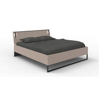POSTELJA 180 cm   x 200 cm  , leseni material bež, sivobež  - sivobež/črna, Design, kovina/leseni material (180/200cm) - Carryhome