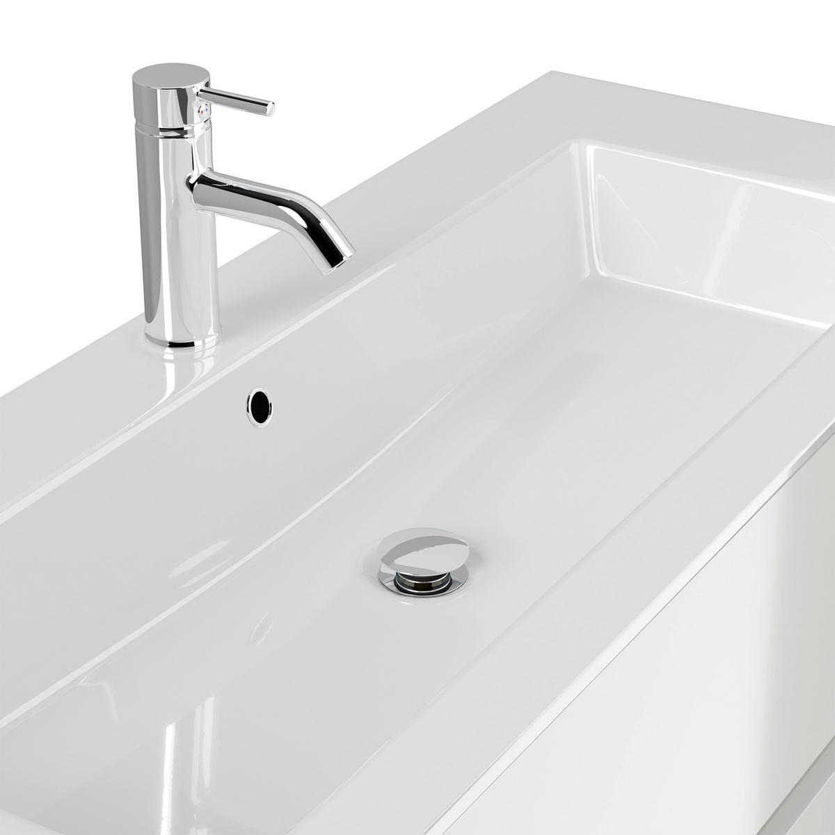 BADEZIMMER 5-teilig  in 120 cm  - Weiß Hochglanz/Weiß, Basics, Holzwerkstoff/Stein (120cm) - MID.YOU