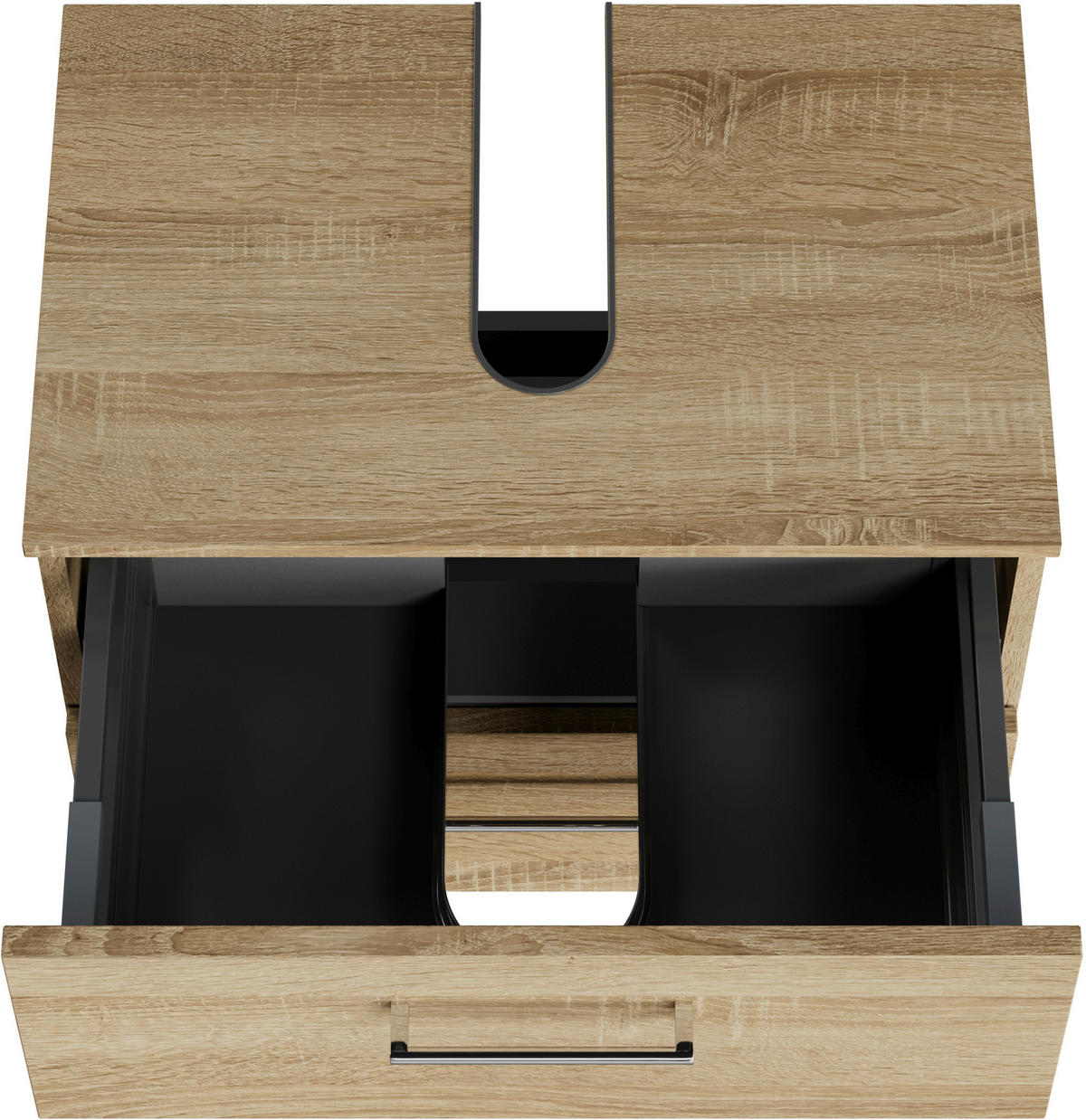 WASCHBECKENUNTERSCHRANK 60/49,8/38,3 cm  - Chromfarben/Eiche Bianco, KONVENTIONELL, Holzwerkstoff/Metall (60/49,8/38,3cm) - Sadena
