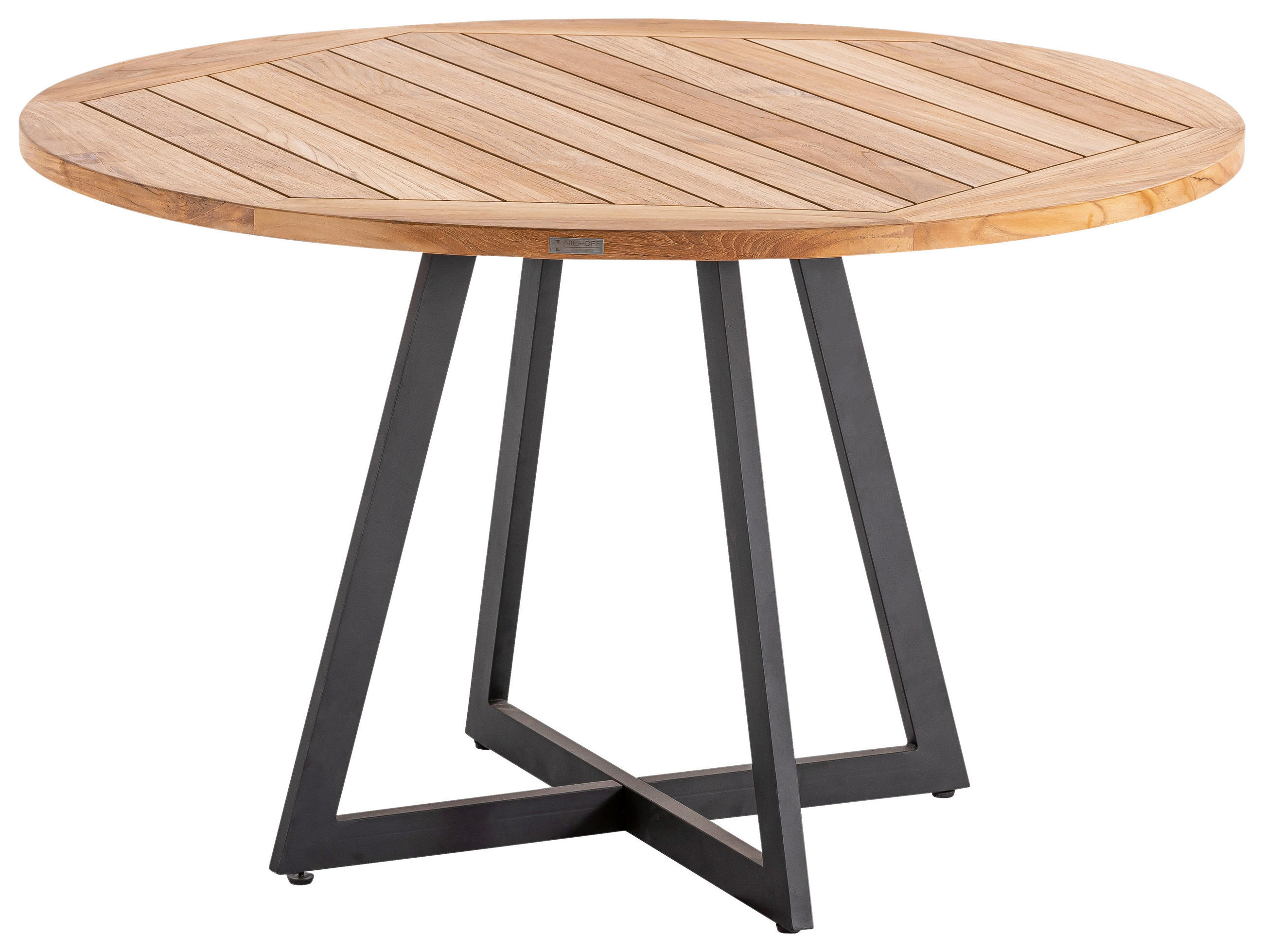 GARTENTISCH 125/125/75,5 cm Holz rund  - Anthrazit/Teakfarben, Design, Holz/Metall (125/125/75,5cm)