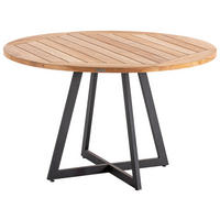 GARTENTISCH Holz Teakfarben rund  - Anthrazit/Teakfarben, Design, Holz/Metall (125/125/75,5cm)