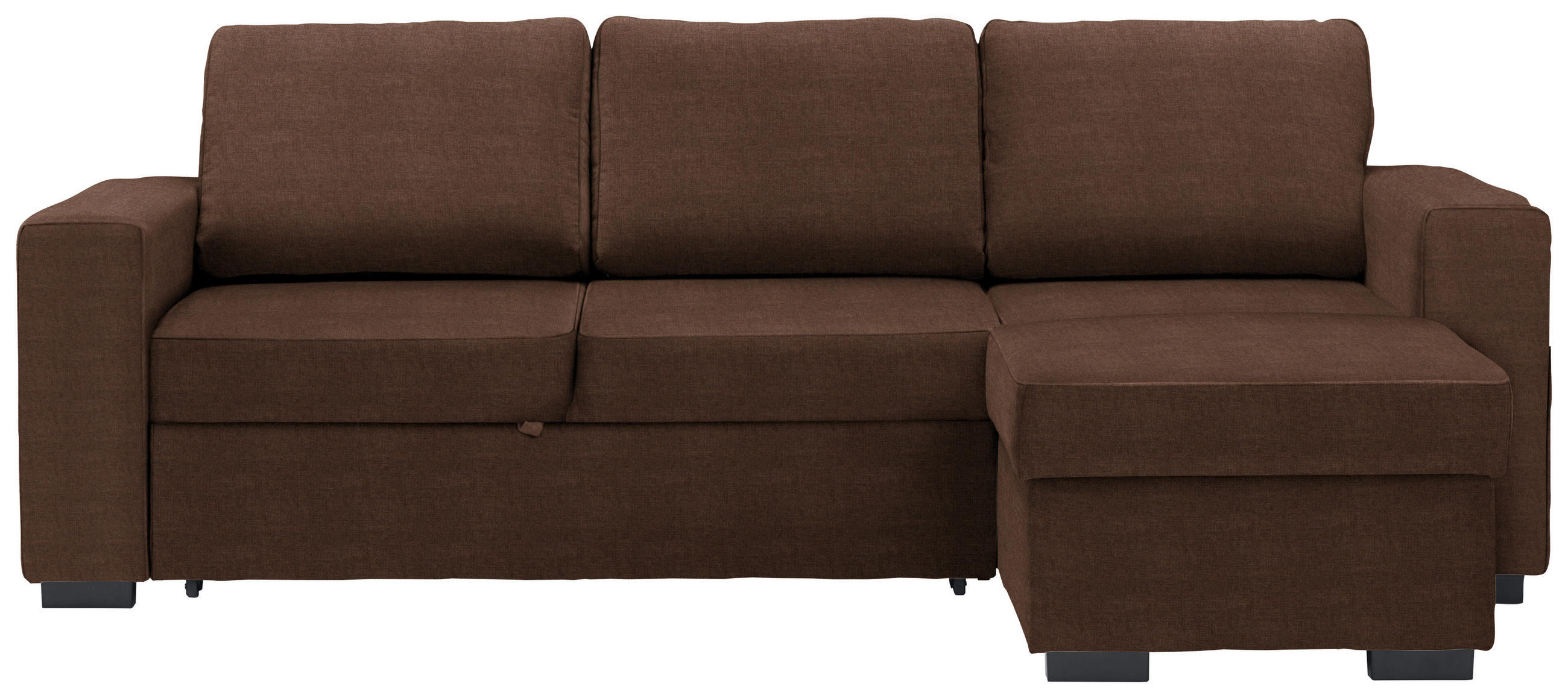 ECKSOFA Braun Velours Schlaffunktion, Rücken echt, Stauraum  - Schwarz/Braun, Design, Kunststoff/Textil (244/157cm) - Carryhome