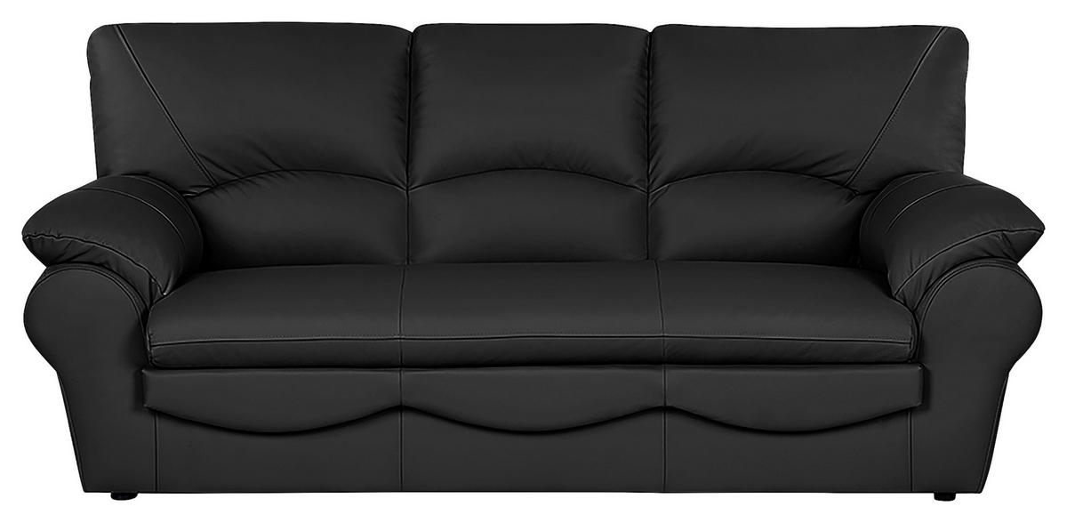 3-SITZER-SOFA Echtleder Schwarz  - Schwarz, Design, Leder/Kunststoff (205/92/85cm) - Livetastic