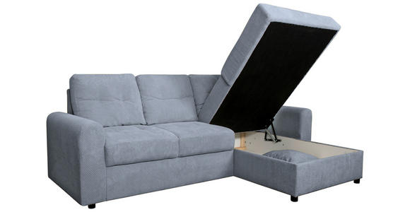 ECKSOFA in Chenille Blaugrau - Blaugrau/Schwarz, KONVENTIONELL, Kunststoff/Textil (232/153cm) - Carryhome