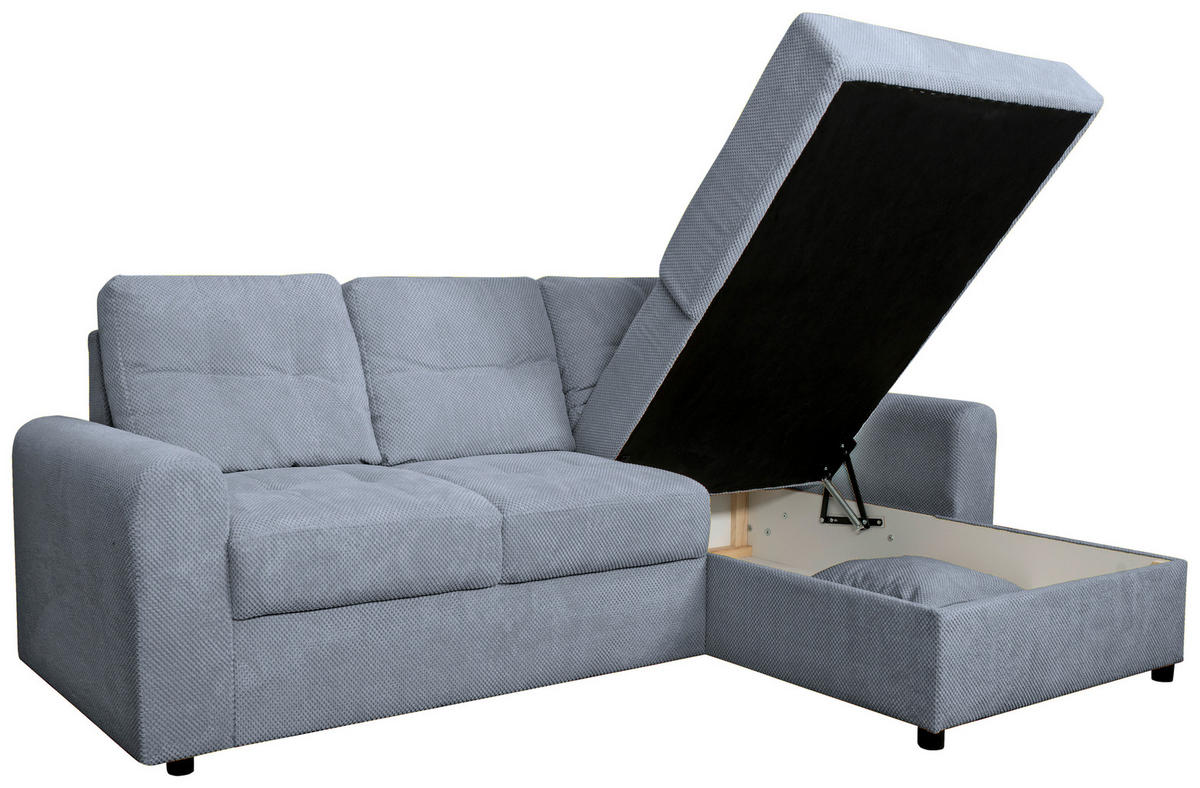 ECKSOFA Blaugrau Chenille  - Blaugrau/Schwarz, KONVENTIONELL, Kunststoff/Textil (232/153cm) - Carryhome