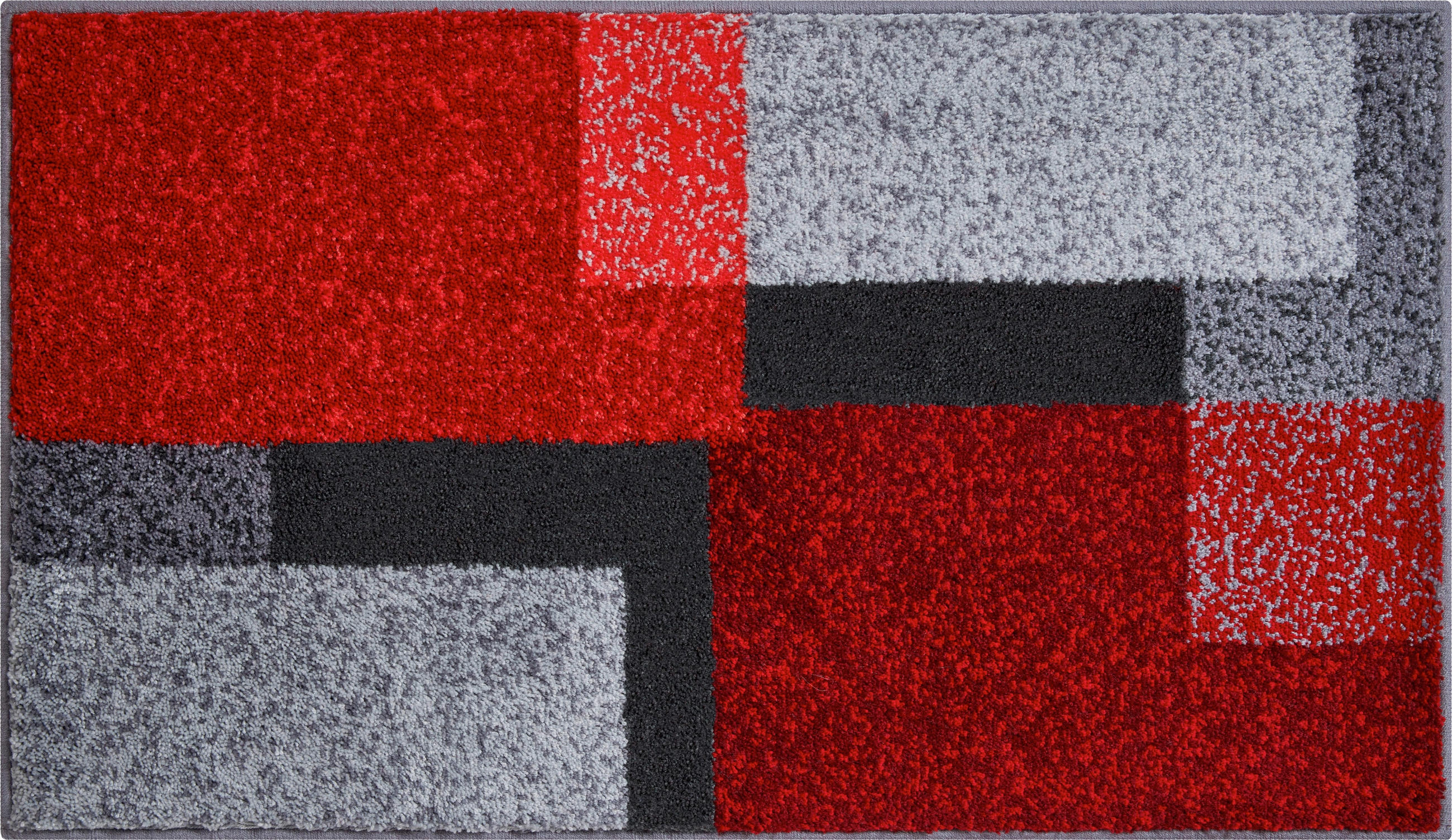 BADTEPPICH Grau, Rot, Schwarz 60/100 cm  - Rot/Schwarz, Basics, Kunststoff/Textil (60/100cm) - Grund
