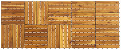 Terrassenfliese 10er Set 10 Stück  - Schwarz/Akaziefarben, Design, Holz/Kunststoff (30/30/2,4cm) - Ambia Garden