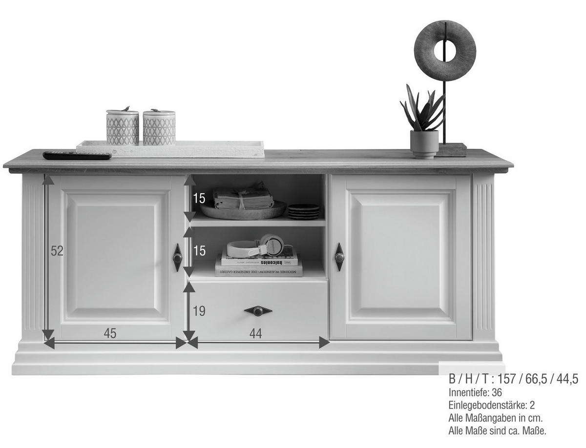 LOWBOARD WZ-0622  in 157/67/45 cm  - Weiß, Design, Holz (157/67/45cm) - Livetastic