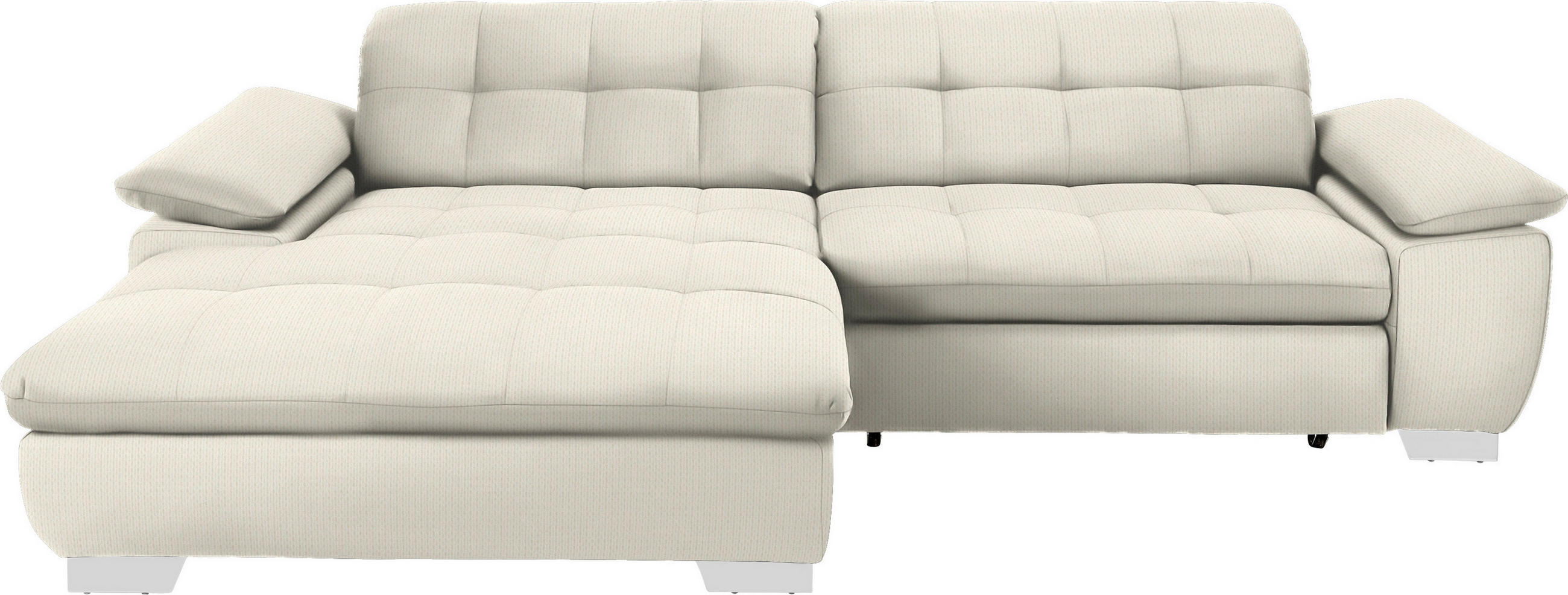 ECKSOFA in Mikrofaser Weiss  - Chromfarben/Weiss, Design, Textil/Metall (180/265cm) - Carryhome