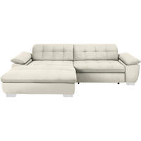 ECKSOFA in Mikrofaser Weiss  - Chromfarben/Weiss, Design, Textil/Metall (180/265cm) - Carryhome