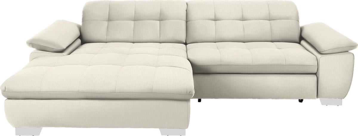 ECKSOFA in Mikrofaser Weiss  - Chromfarben/Weiss, Design, Textil/Metall (180/265cm) - Carryhome