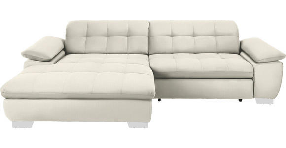 ECKSOFA in Mikrofaser Weiß  180/265 cm  - Chromfarben/Weiß, Design, Textil/Metall (180/265cm) - Carryhome
