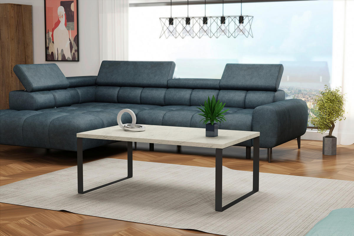 SOFFBORD i metall, trämaterial 100/60/38 cm  - vit/svart, Trend, metall/trämaterial (100/60/38cm) - Stylife