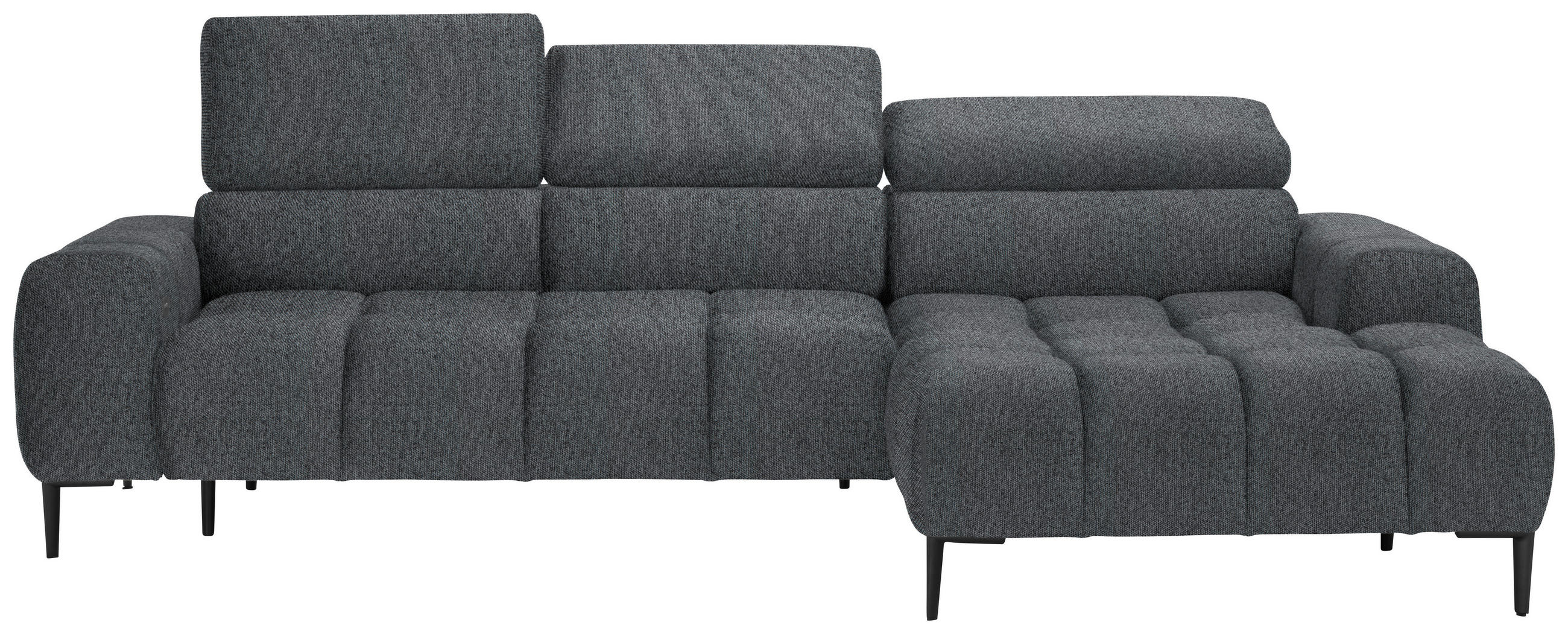 ECKSOFA Dunkelgrau Webstoff  - Dunkelgrau/Schwarz, Design, Textil/Metall (270/177cm) - Welnova