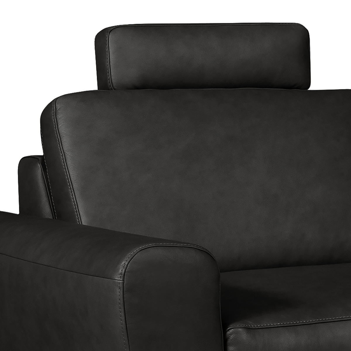 ECKSOFA in Echtleder Schwarz  - Chromfarben/Schwarz, Design, Leder/Metall (273/250cm) - Livetastic