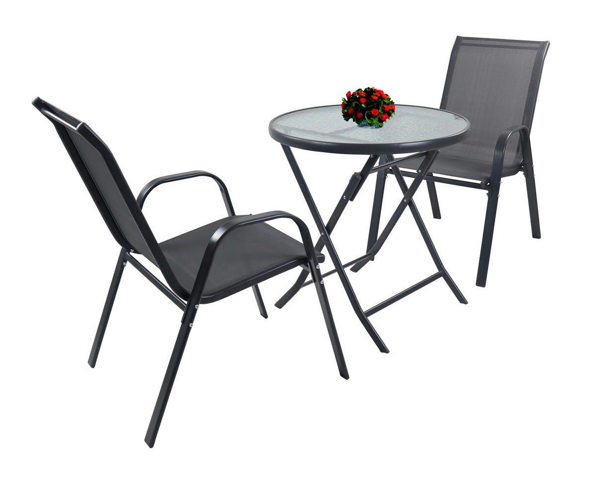 GARTENSET  3-teilig  - Anthrazit, Modern, Glas/Metall - MID.YOU