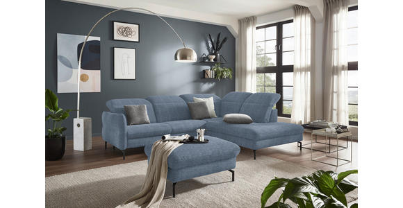 ECKSOFA in Flachgewebe Blau 299-313/233 cm - Blau/Schwarz, Design, Textil/Metall (299-313/233cm) - Dieter Knoll