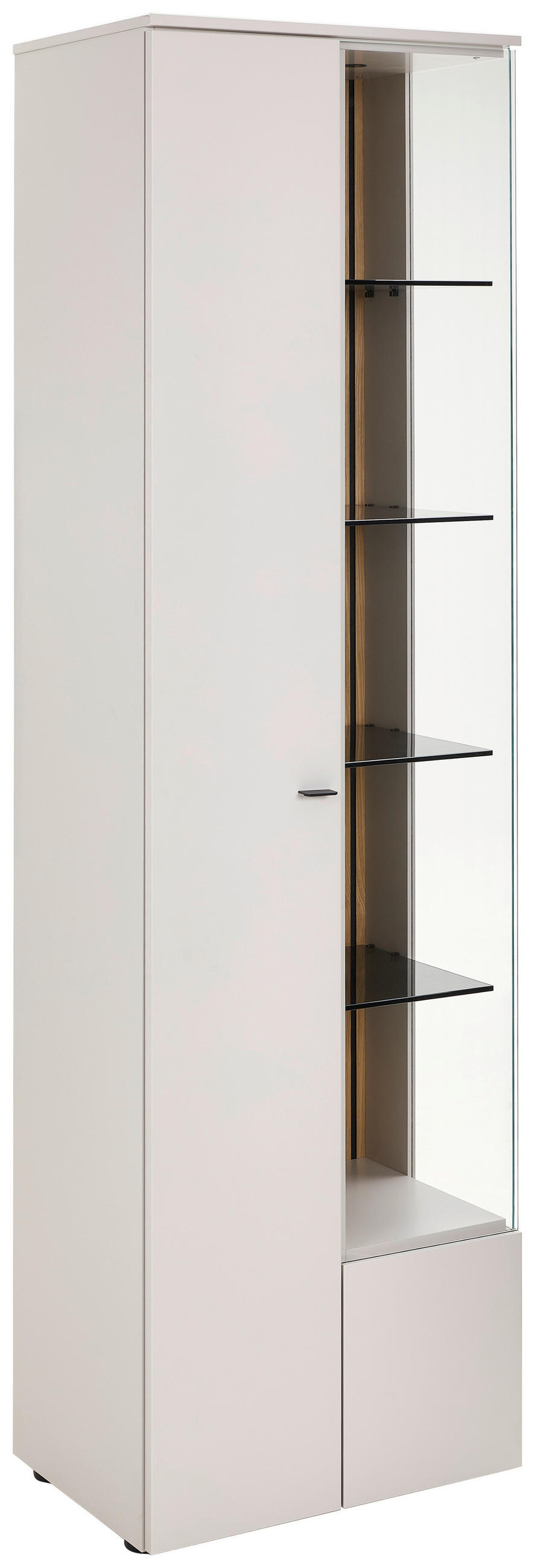 VITRINE  in Eiche Weiß  - Anthrazit/Weiß, Design, Glas/Holz (60/208/43cm) - Venjakob