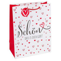GESCHENKTASCHE  - Rot/Weiß, Basics, Papier (17/22,5/9,2cm)