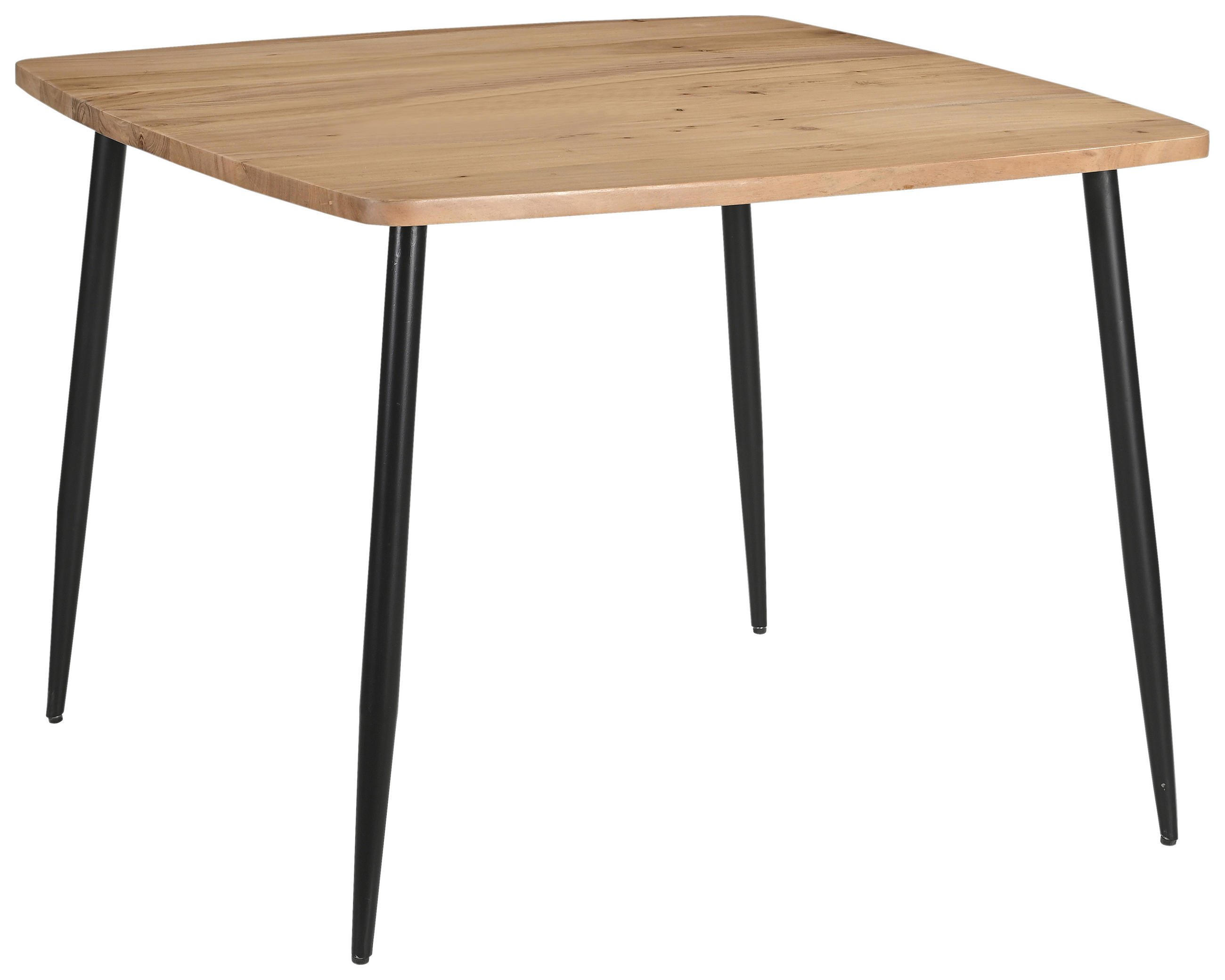 ESSTISCH Akazie massiv bootsförmig Schwarz, Akaziefarben  - Schwarz/Akaziefarben, Design, Holz/Metall (80/80/76cm) - Ti'me