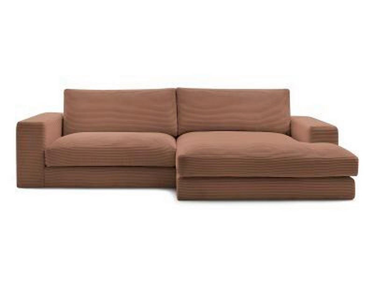 ECKSOFA  LEONARD Orange Cord  - Schwarz/Orange, MODERN, Kunststoff/Textil (274/159cm)