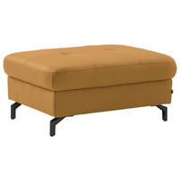 HOCKER Echtleder Senfgelb  - Senfgelb/Schwarz, Design, Leder/Metall (95/48/74cm) - Novel