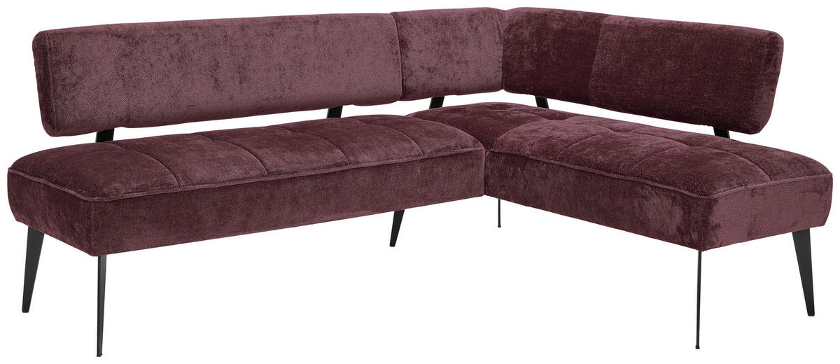 ECKBANK 212/162 cm Webstoff Bordeaux Metall   - Bordeaux/Schwarz, MODERN, Textil/Metall (212/162cm) - Welnova