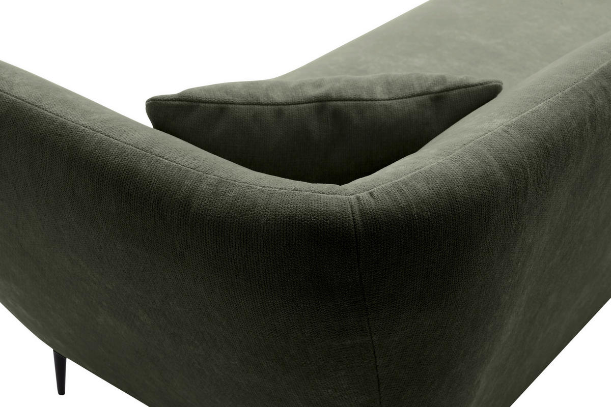 RÉCAMIERE Olivgrün Chenille Zierkissen, Rücken echt  - Schwarz/Olivgrün, KONVENTIONELL, Textil/Metall (224/70/97cm) - Hom`in