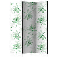 SKÄRMVÄGG  i trä, textil  grön, vit  - vit/grön, Basics, trä/textil (135/172/3cm) - artgeist