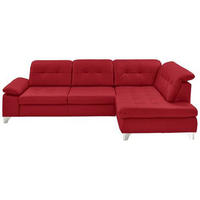 ECKSOFA in Echtleder Rot  - Rot/Alufarben, Design, Leder/Metall (309/211cm) - Beldomo Speed