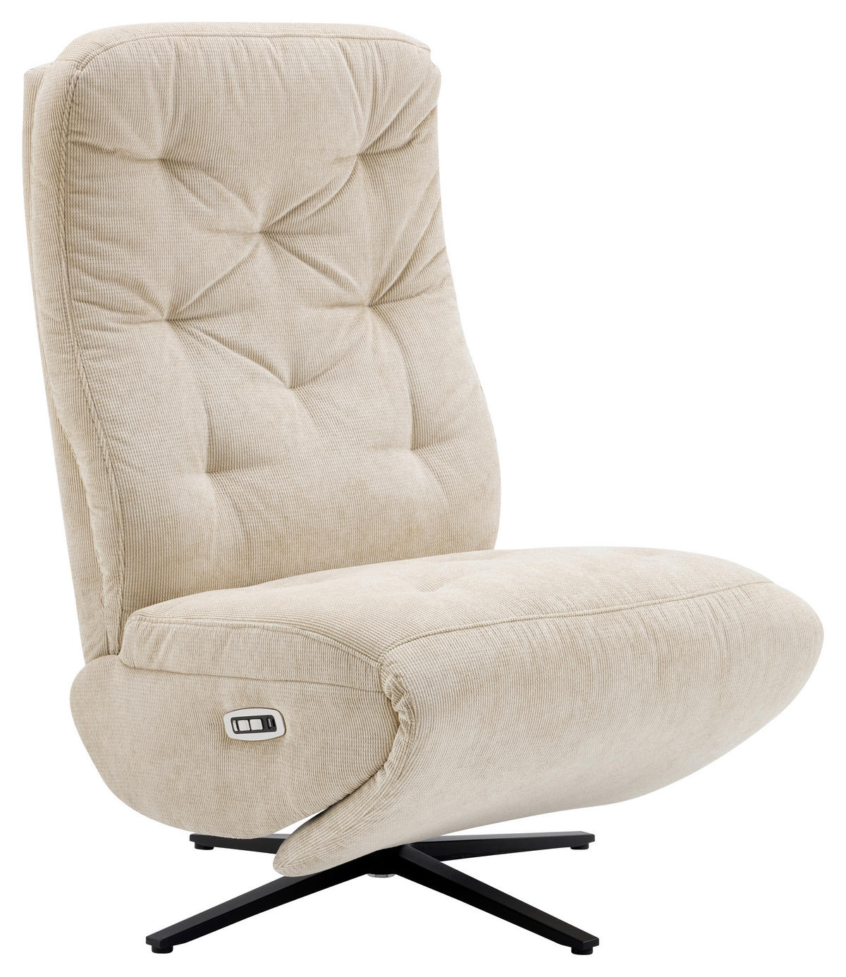 RELAXSESSEL NORA Webstoff    - Beige/Schwarz, Design, Textil/Metall (68/113/84cm) - Livetastic