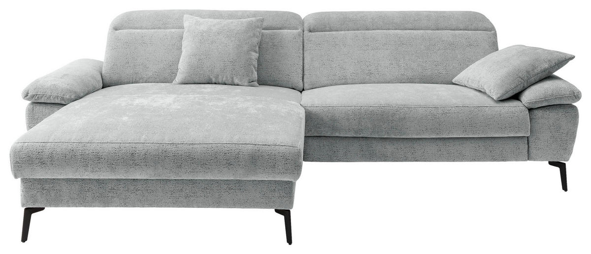 ECKSOFA CANCELLI in Chenille Blau  178/300 cm  - Blau/Schwarz, KONVENTIONELL, Textil/Metall (178/300cm) - Livetastic
