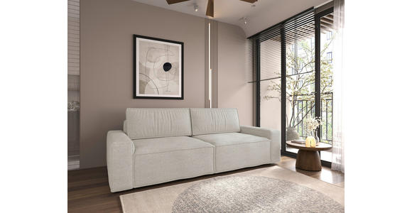 SCHLAFSOFA in Bouclé Creme - Creme/Schwarz, Design, Kunststoff/Textil (250/83/115cm) - Ambia Home