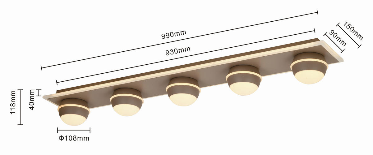 LED-DECKENLEUCHTE Biarritz 99/15/12,5 cm  - Schwarzchrom, Design, Kunststoff/Metall (99/15/12,5cm)