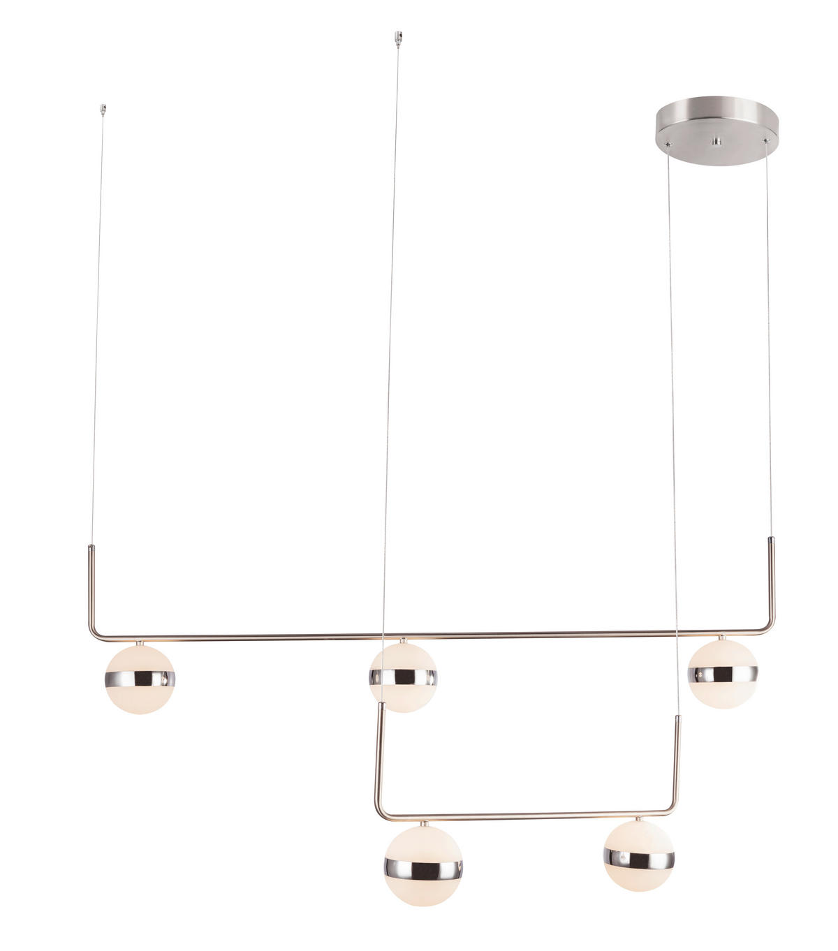 LED-HÄNGELEUCHTE 130/38/150 cm  - Weiß/Nickelfarben, Design, Kunststoff/Metall (130/38/150cm) - Globo