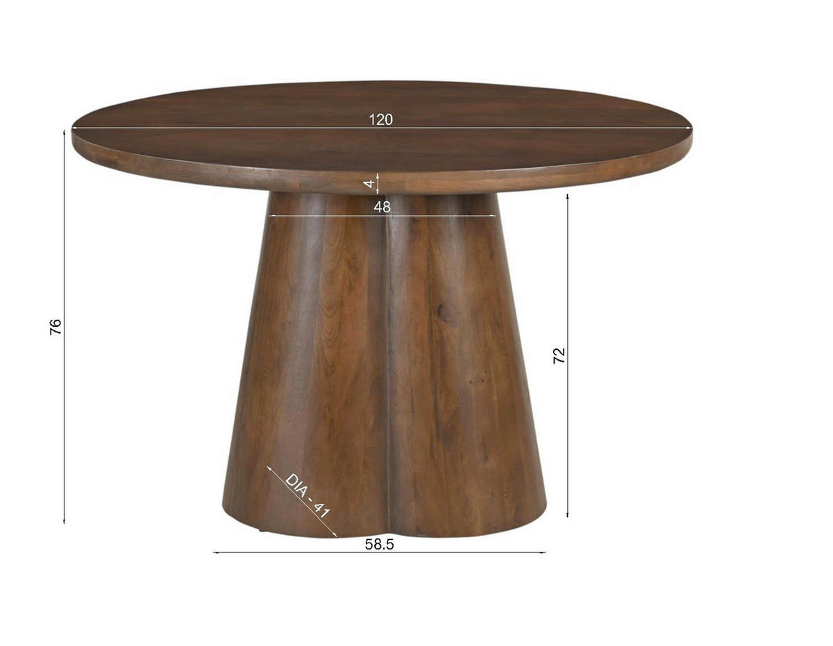 ESSTISCH 120/120/77 cm Echtholz  Holz rund Braun  - Braun, MODERN, Holz (120/120/77cm) - MID.YOU