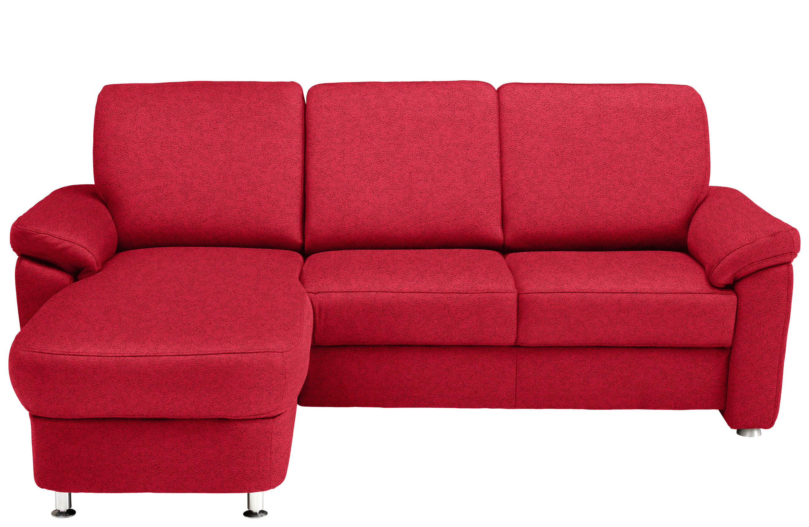 ECKSOFA in Flachgewebe Hellrot  - Chromfarben/Hellrot, Konventionell, Textil/Metall (163/250cm) - Beldomo System