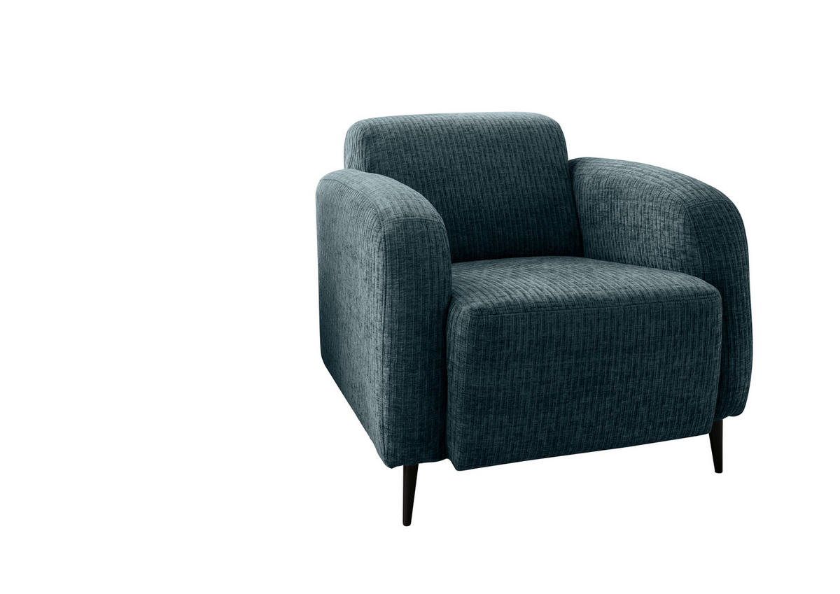 SESSEL Velours Blau  - Blau/Schwarz, Modern, Textil/Metall (85/76/90cm) - Livetastic