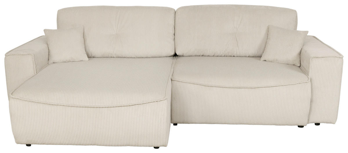 ECKSOFA Naturfarben Cord  - Schwarz/Naturfarben, KONVENTIONELL, Kunststoff/Textil (148/265cm) - Carryhome
