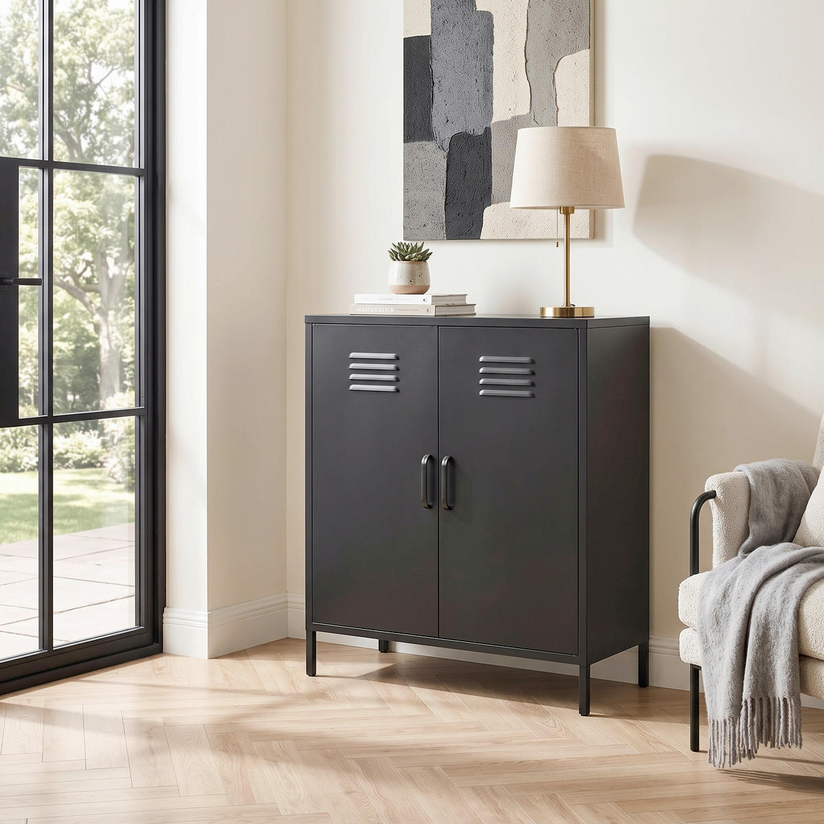 SIDEBOARD Mission District 40/102/80 cm  - Schwarz, Design, Metall (40/102/80cm) - MID.YOU