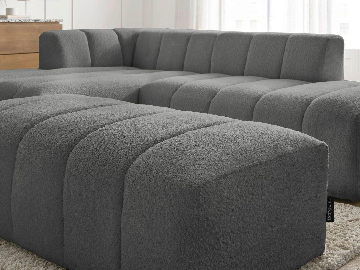 ECKSOFA  ANNECY Dunkelgrau Bouclé  - Dunkelgrau/Schwarz, MODERN, Kunststoff/Textil (170/262cm)