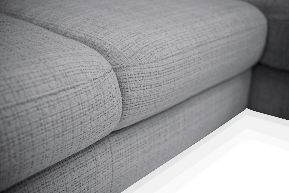 ECKSOFA FABIO Dunkelgrau Chenille Bettkasten, Kopfteilverstellung  - Dunkelgrau/Schwarz, Design, Textil/Metall (174/223cm) - Livetastic