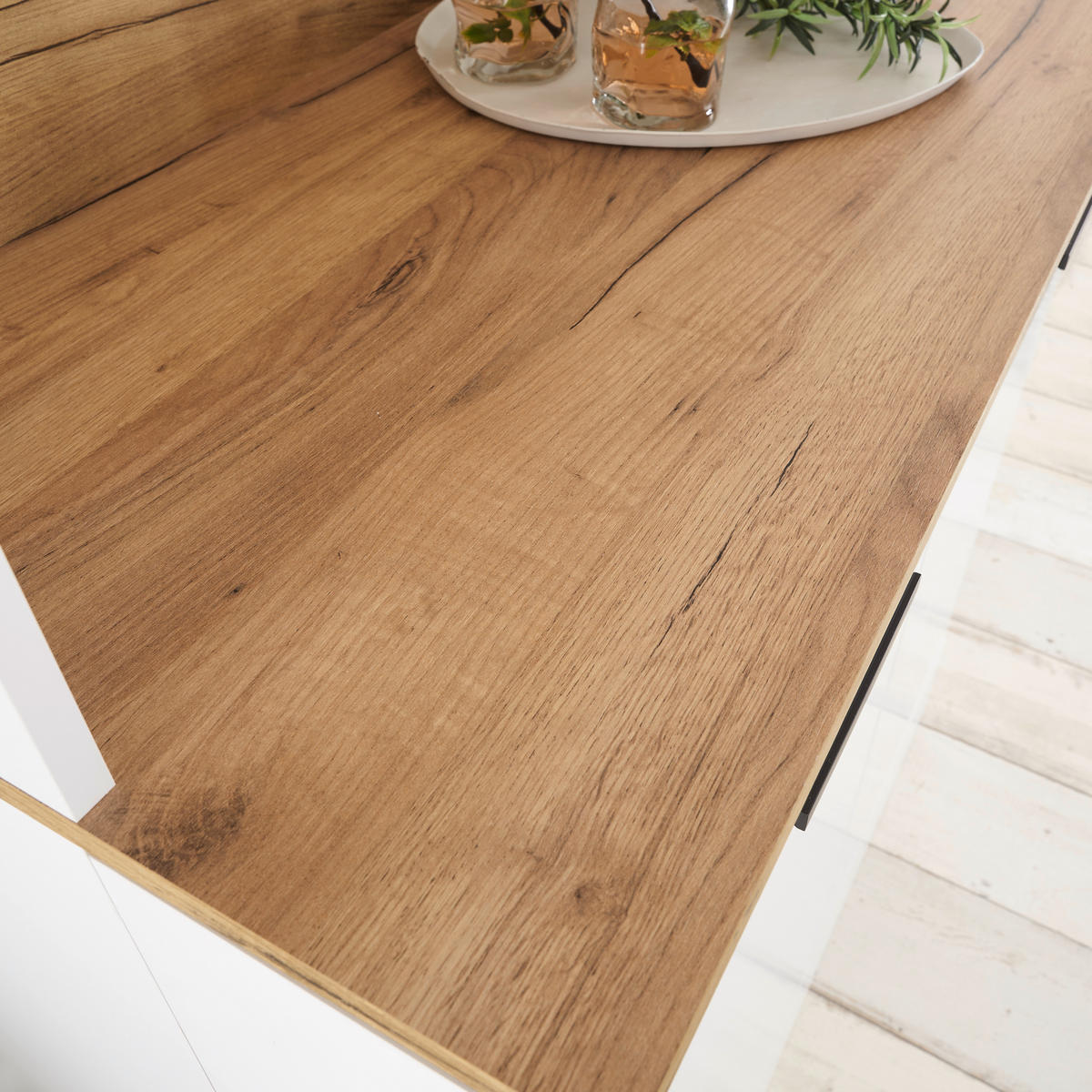 BUFFET 90/210/52 cm  in  - Eichefarben/Schwarz, Trend, Holzwerkstoff/Kunststoff (90/210/52cm)